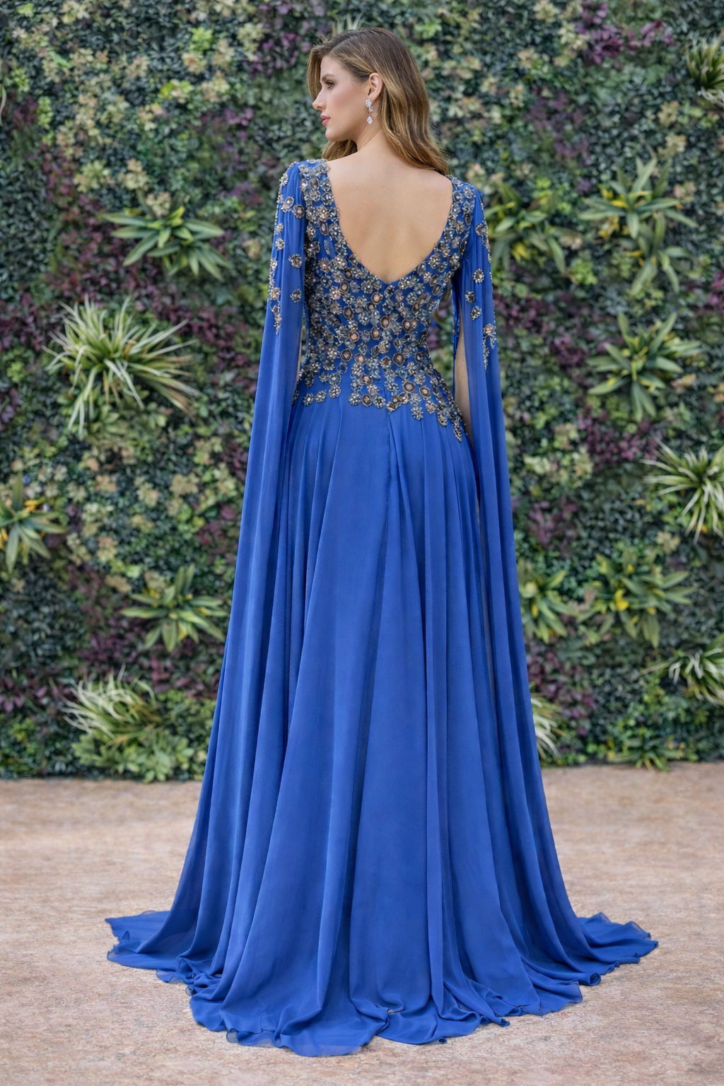 Beautiful Embellished Cape Gown – Elegant Evening & Formal Dress