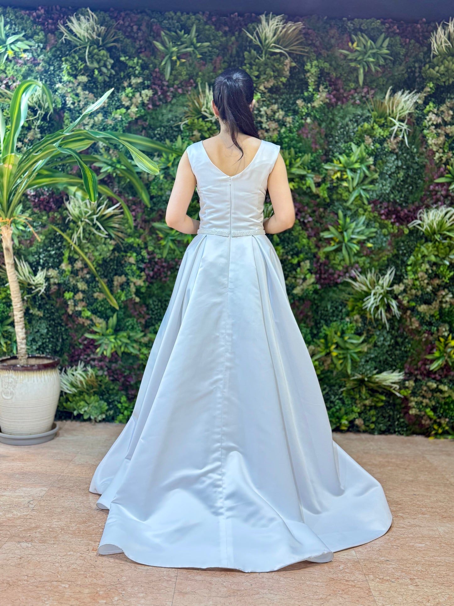 Elegant V-Neck Satin Bridal Gown