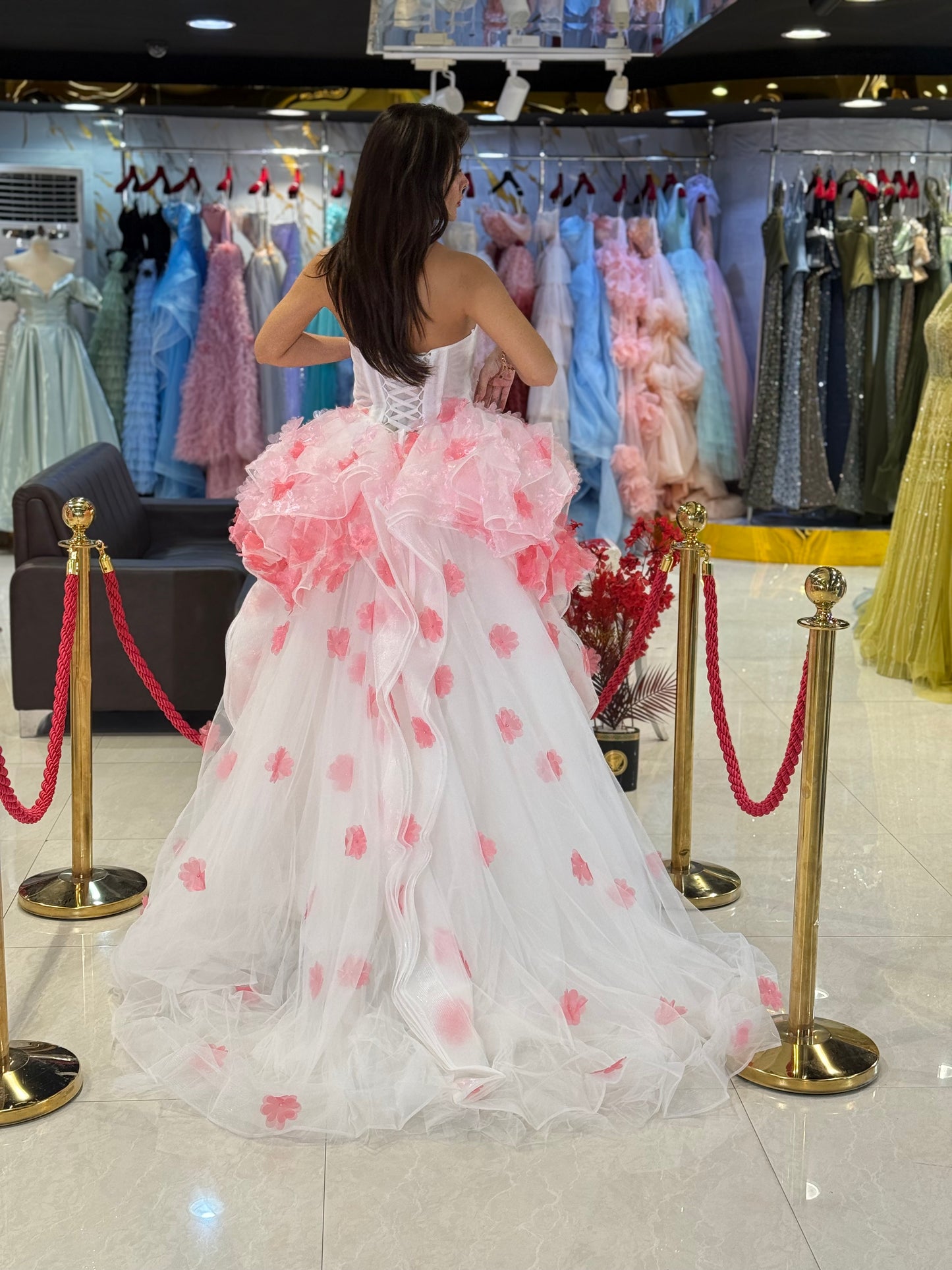 White Pink Prom Dress