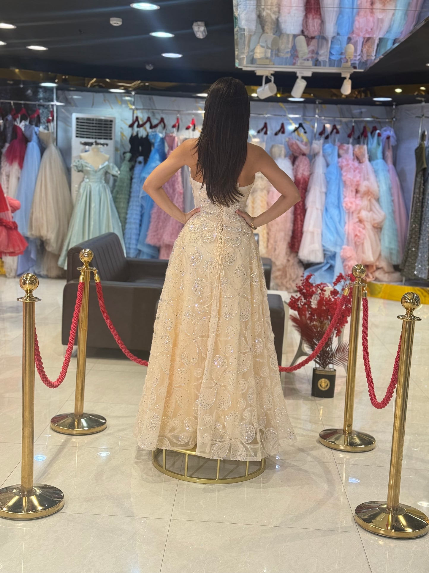 Champagne Sequin Prom Dress