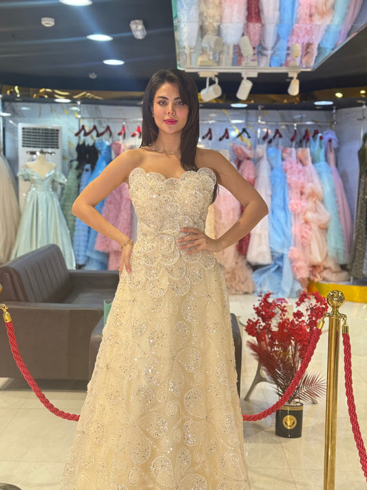 Champagne Sequin Prom Dress