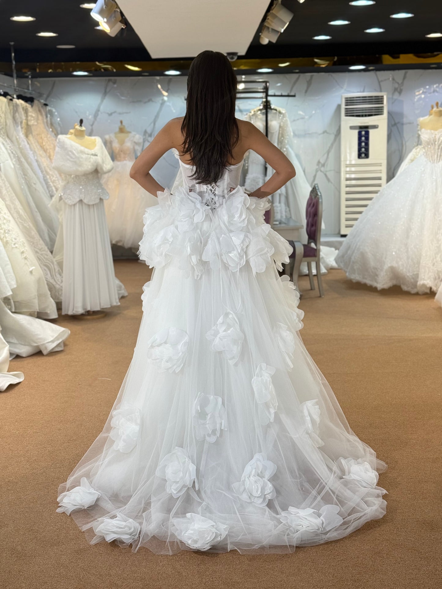 Elegant Strapless Floral Bridal Gown