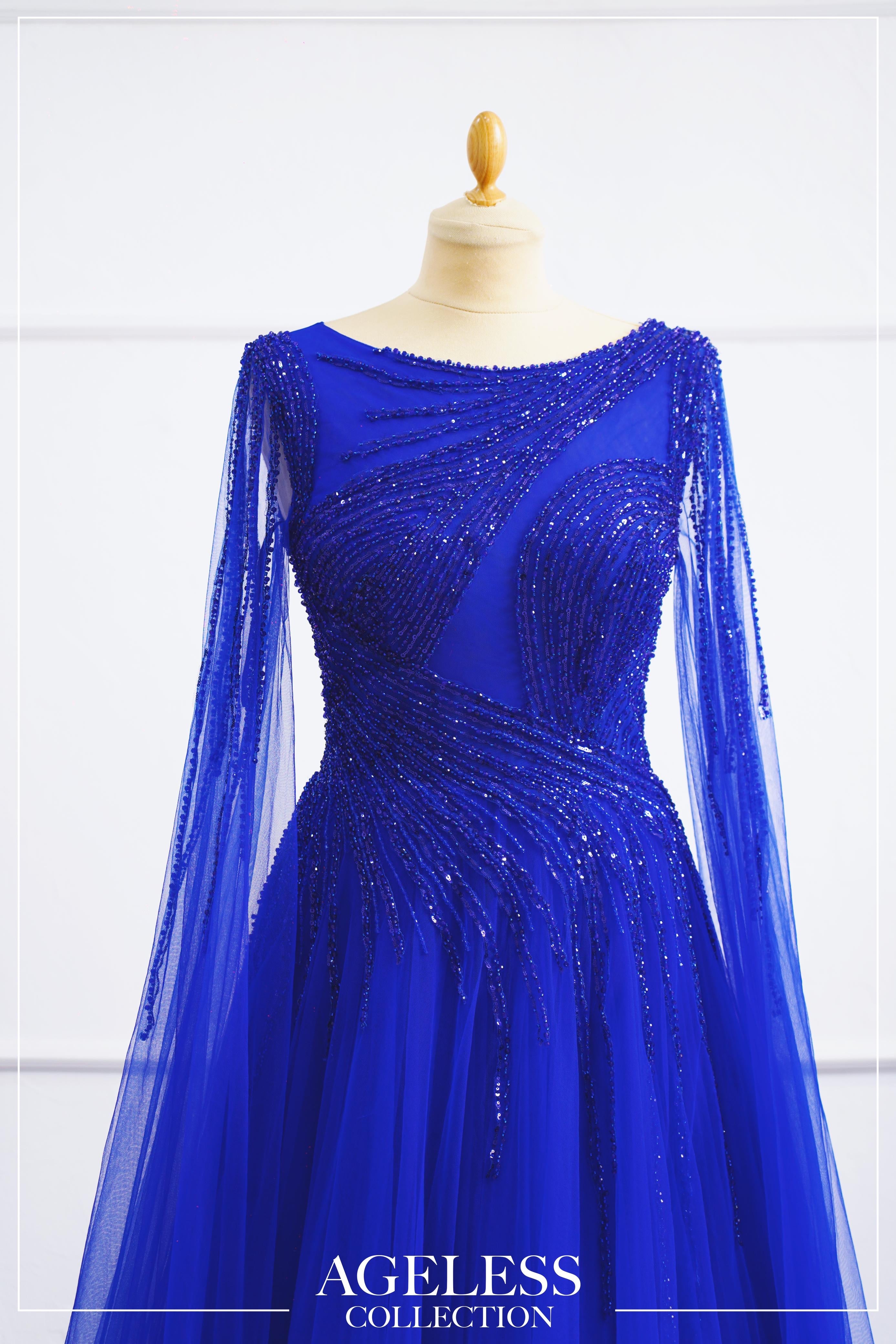 Royal Blue Full-Cover Modest Dress