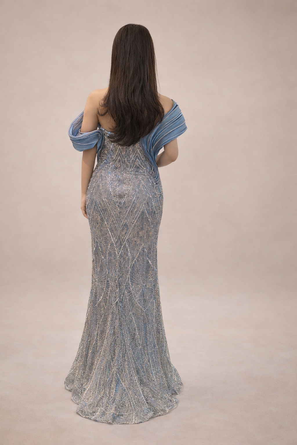Off-Shoulder Embellished Evening Gown