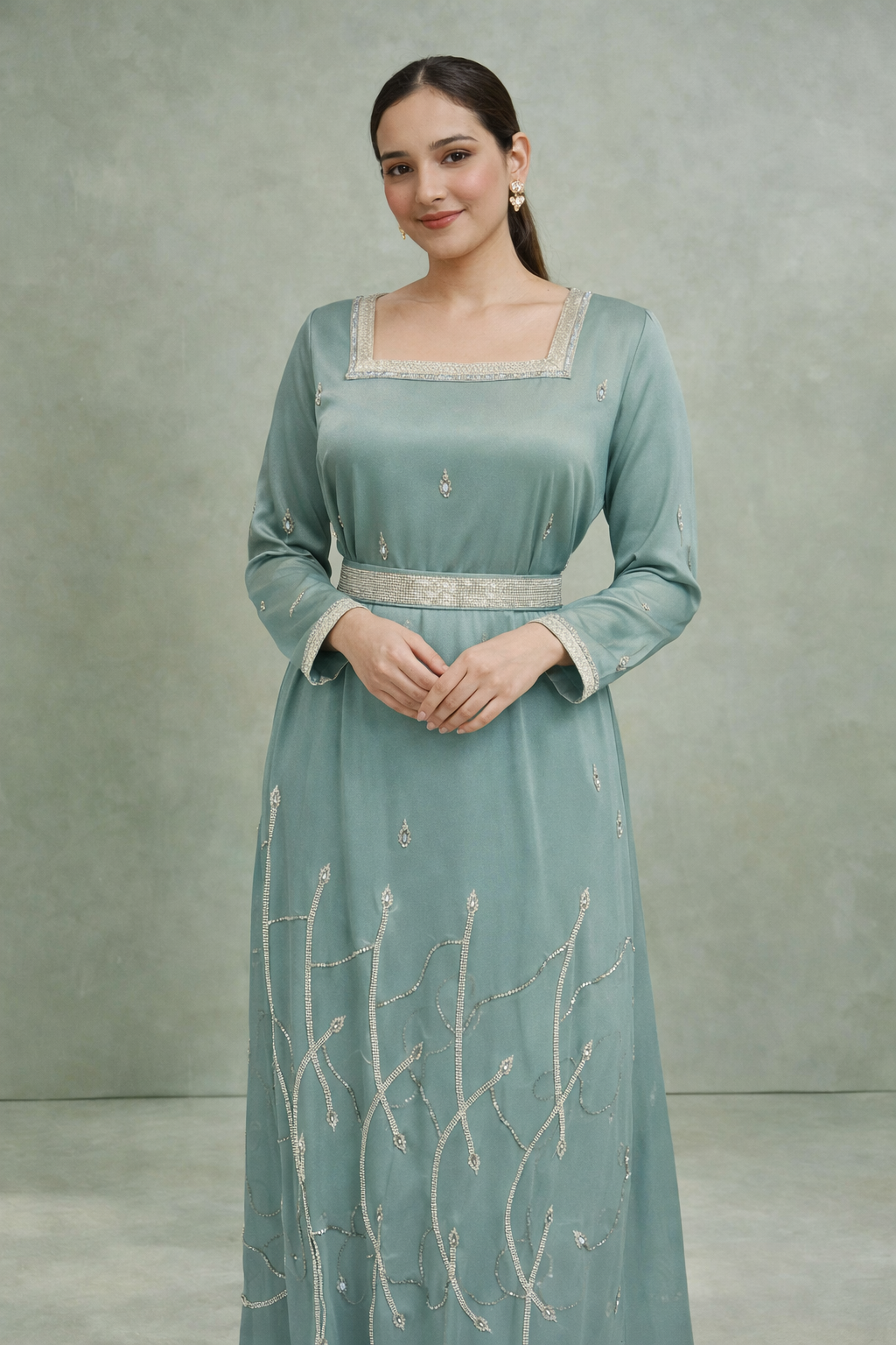 Elegant Embellished Kaftan Dress – Luxury Modest Wea