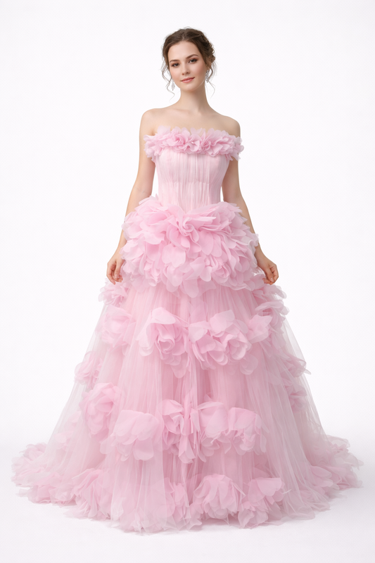 Rose Petal Off-Shoulder Gown