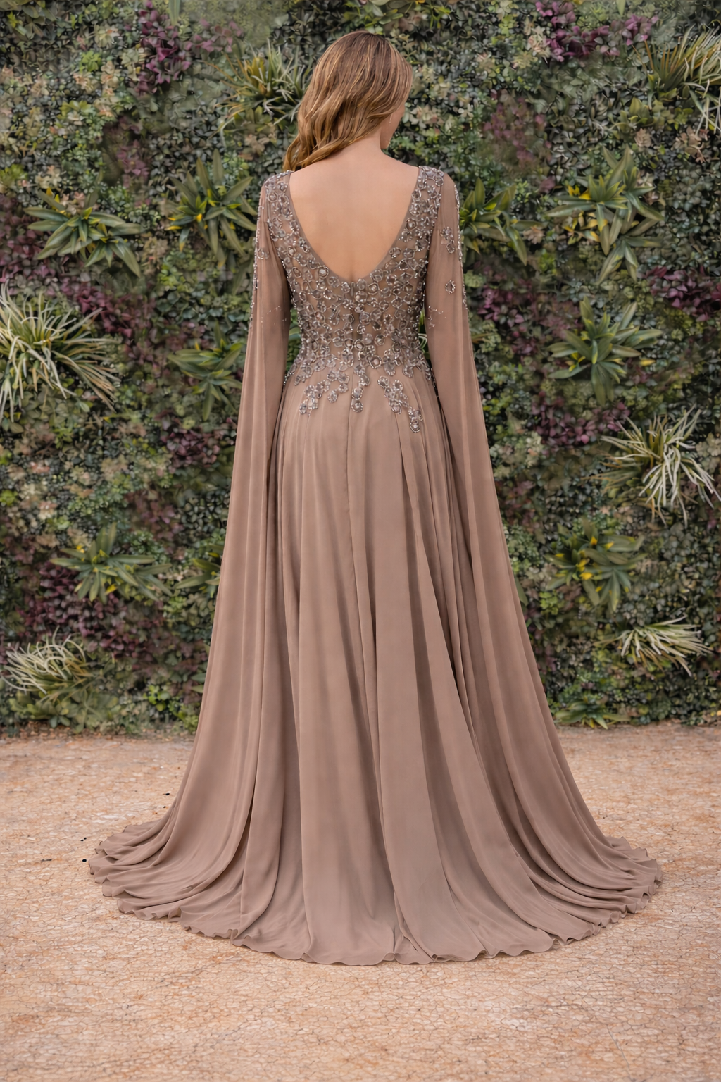 Beautiful Embellished Cape Gown – Elegant Evening & Formal Dress
