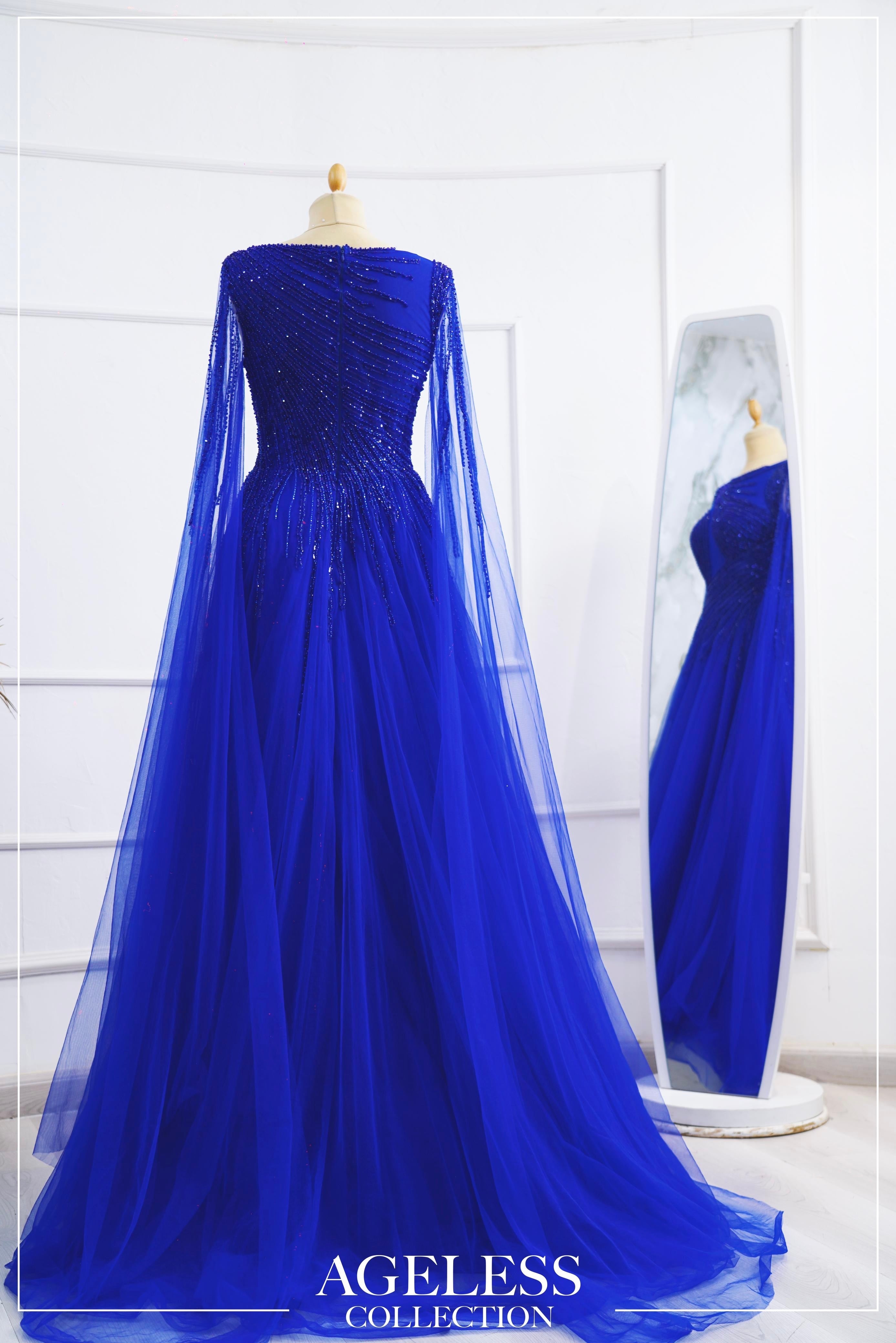 Royal Blue Full-Cover Modest Dress