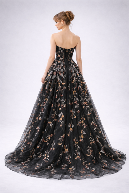 Black Blossom prom Gown