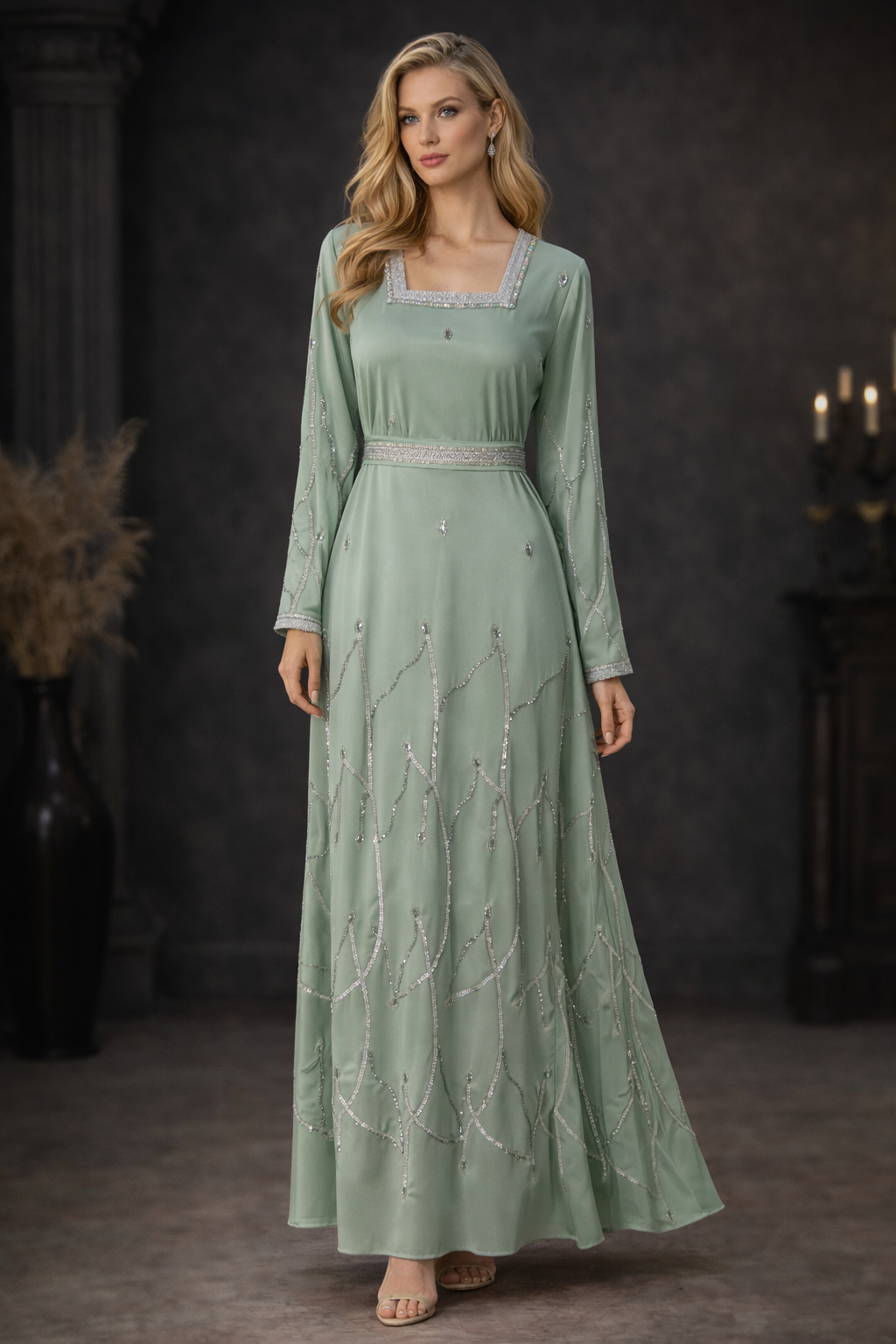 Elegant Embellished Kaftan Dress – Luxury Modest Wea