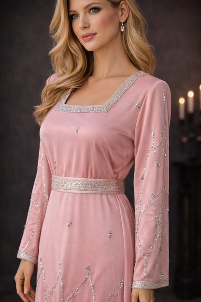 Elegant Embellished Kaftan Dress – Luxury Modest Wea