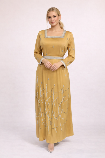Elegant Embellished Kaftan Dress – Luxury Modest Wea