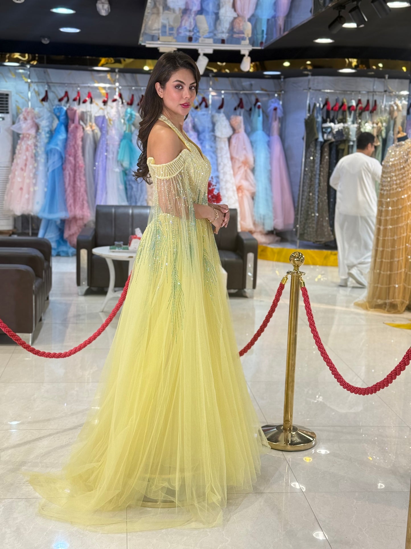 Amber Gold Embellished Halter Neck