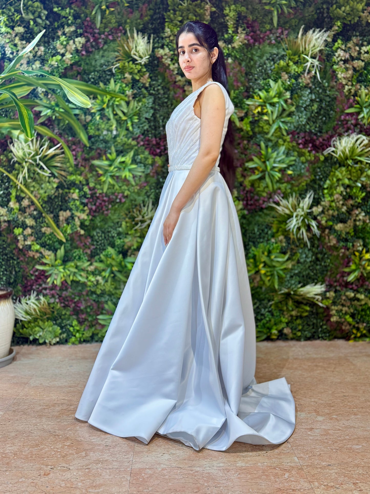 Elegant V-Neck Satin Bridal Gown