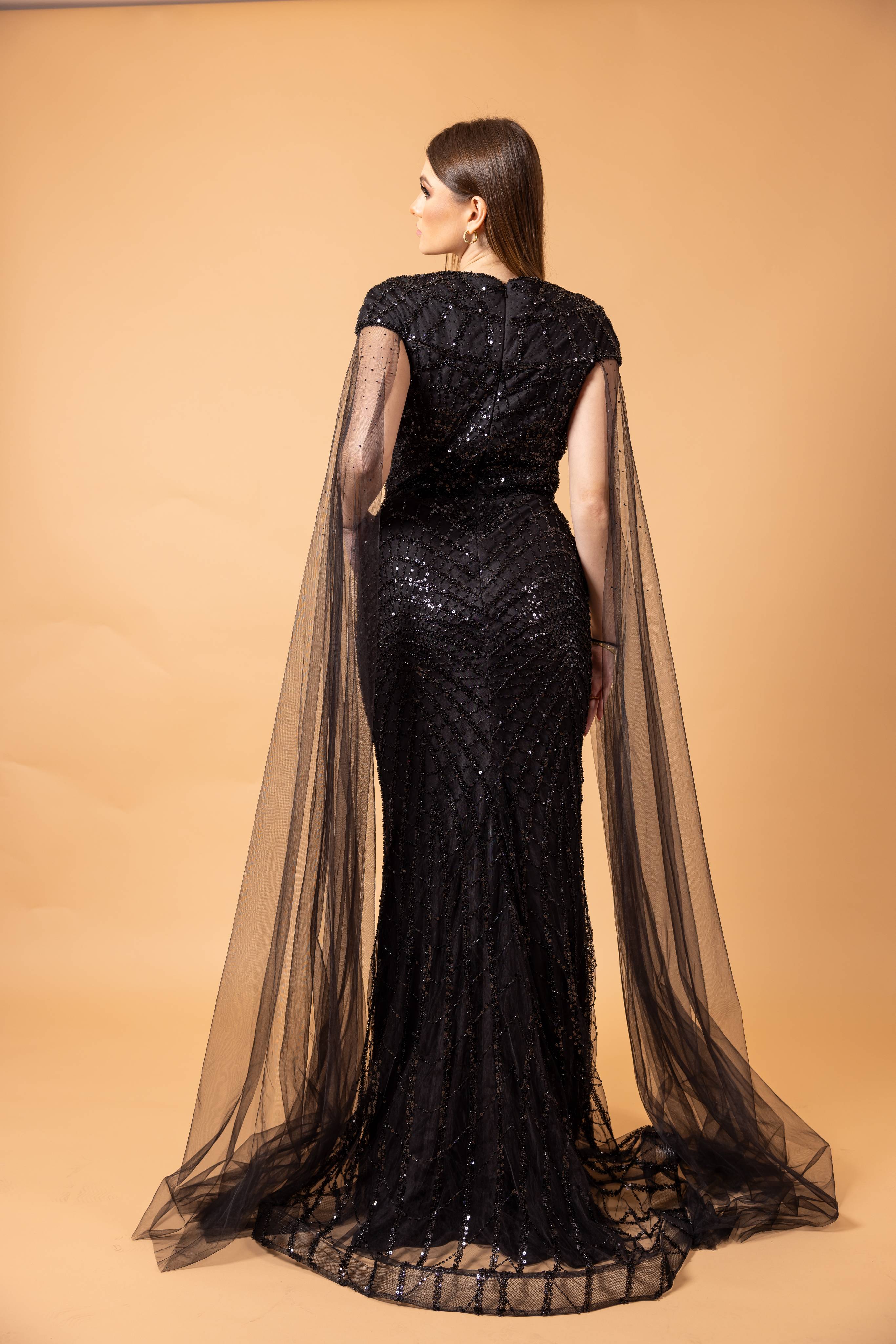 Black Beads Work Wedding Party Dresses