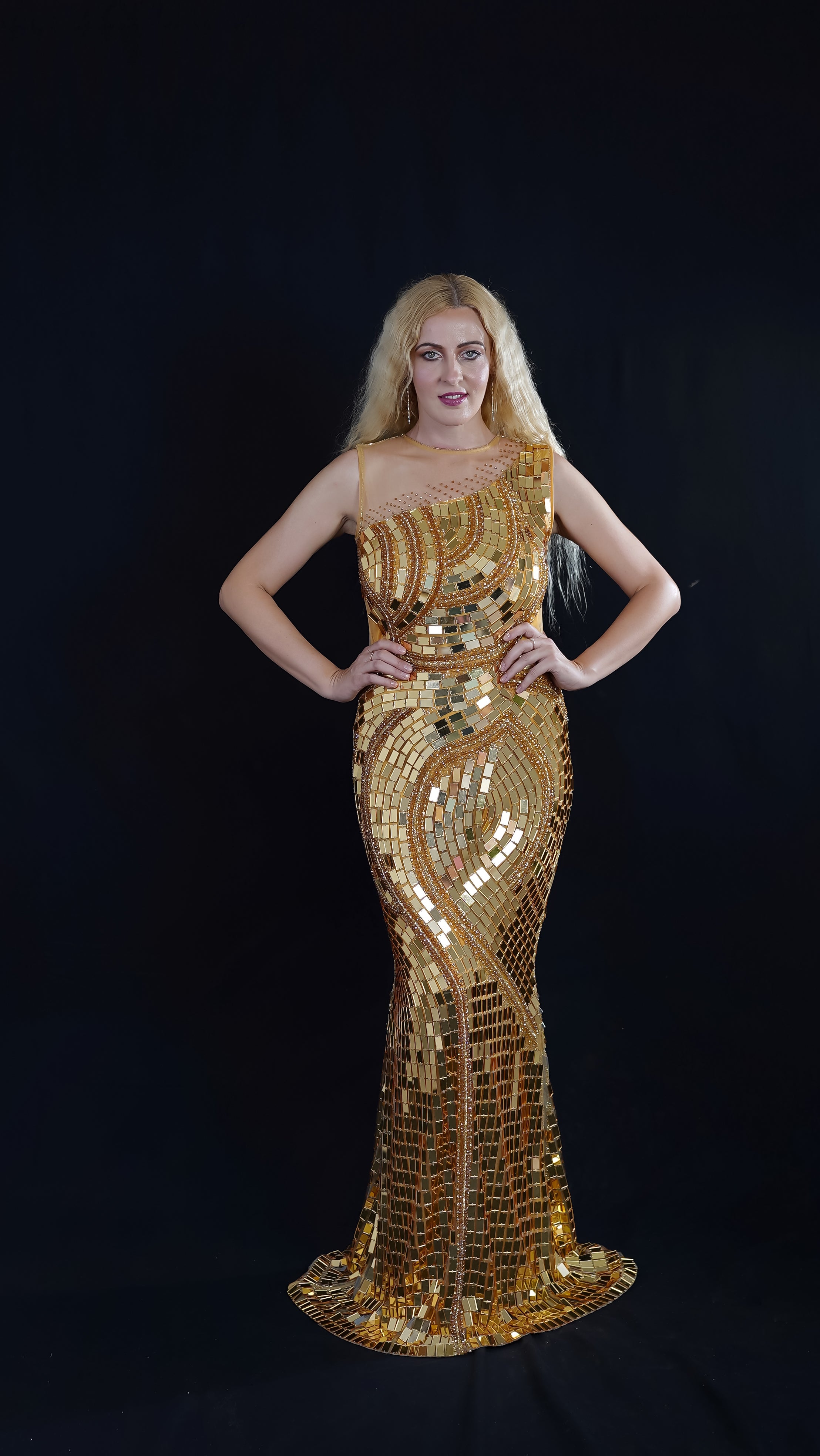 Golden Glamour Evening Gown