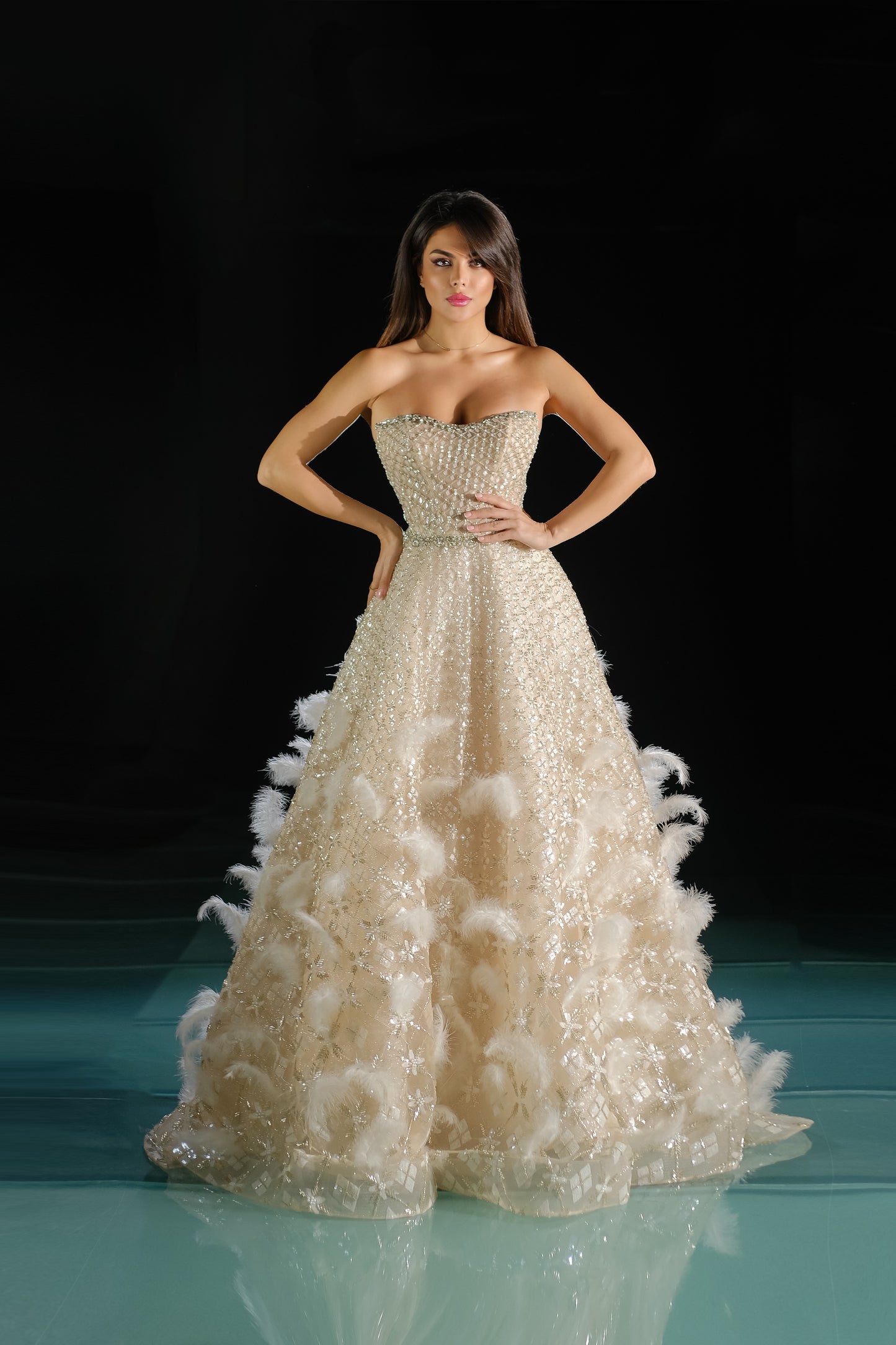 Luxury Strapless evening Gown