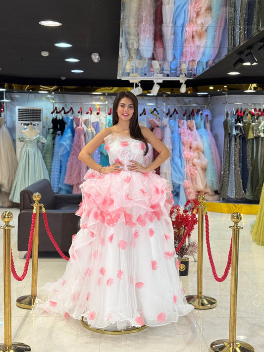 White Pink Prom Dress