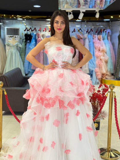 White Pink Prom Dress