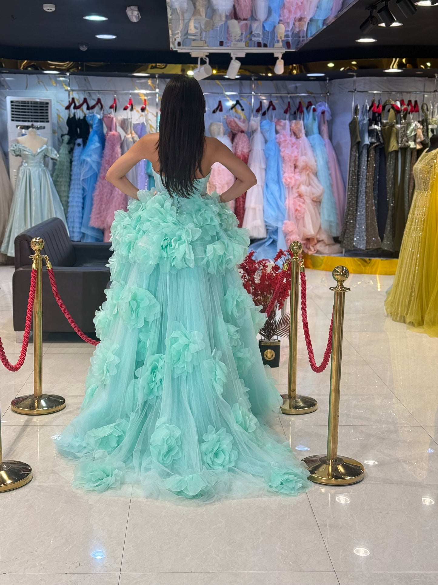 Mint Green Ruffle Prom Dress