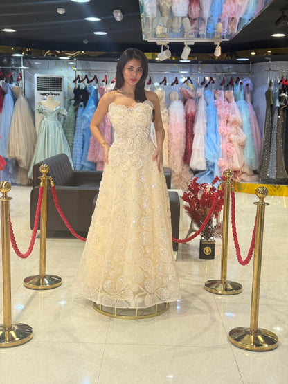 Champagne Sequin Prom Dress