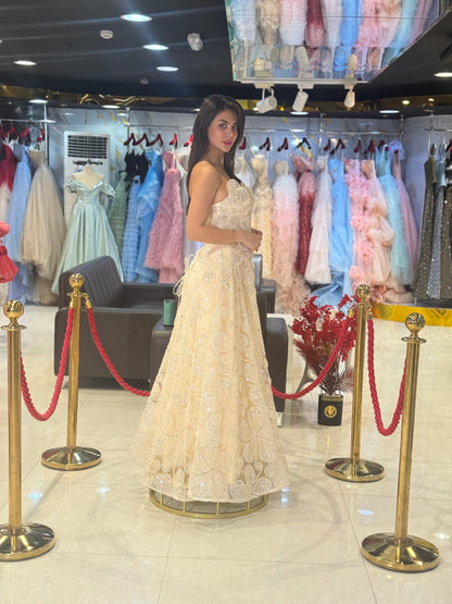 Champagne Sequin Prom Dress