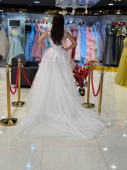 White Floral Prom Dress