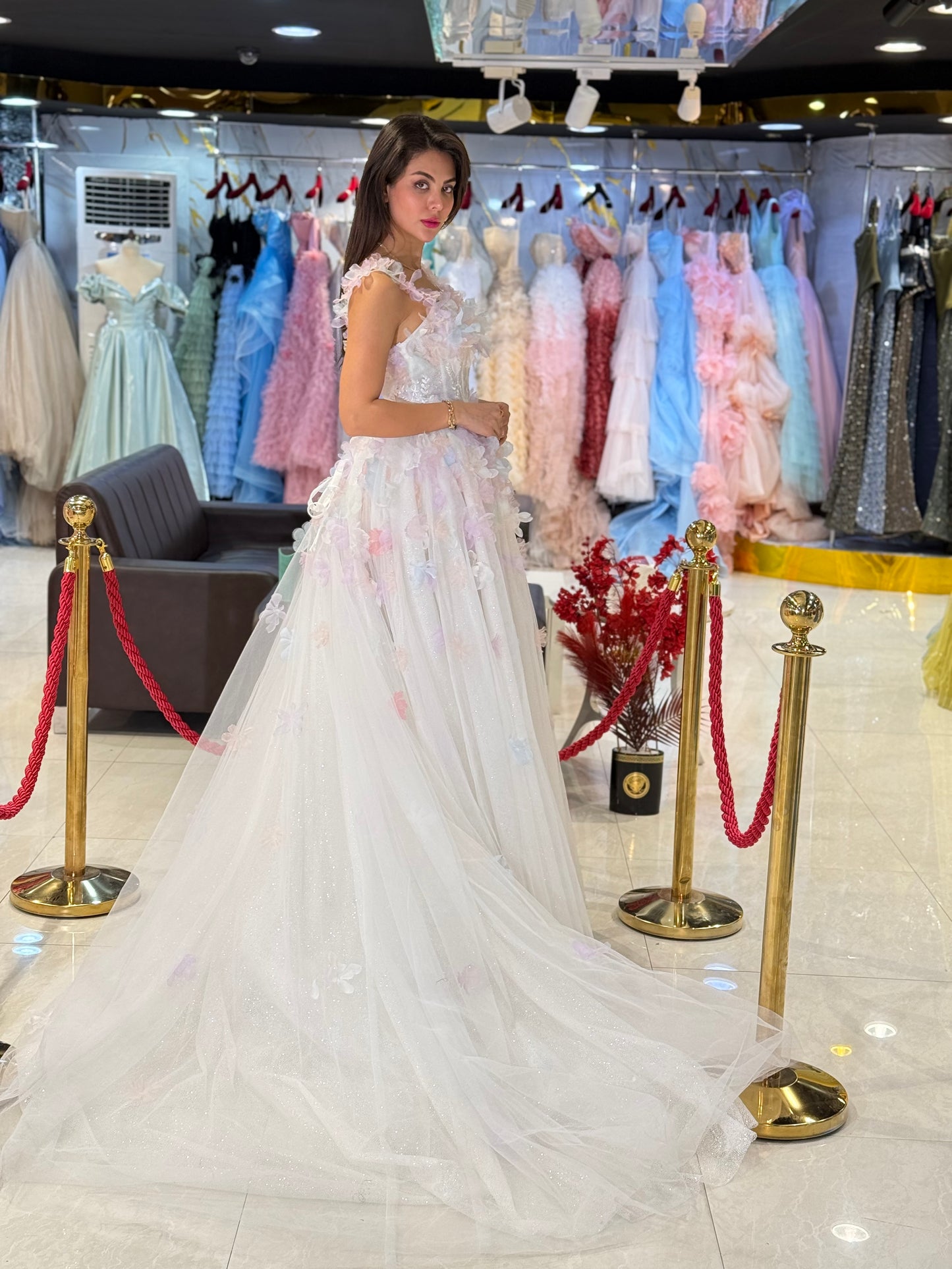 White Floral Prom Dress