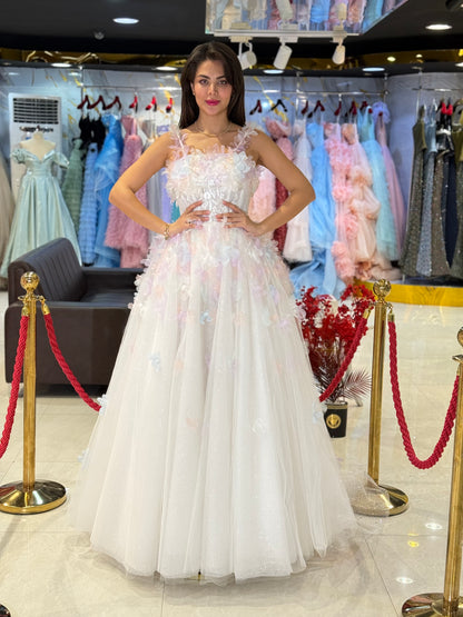 White Floral Prom Dress