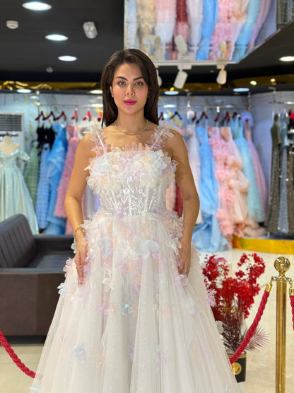 White Floral Prom Dress