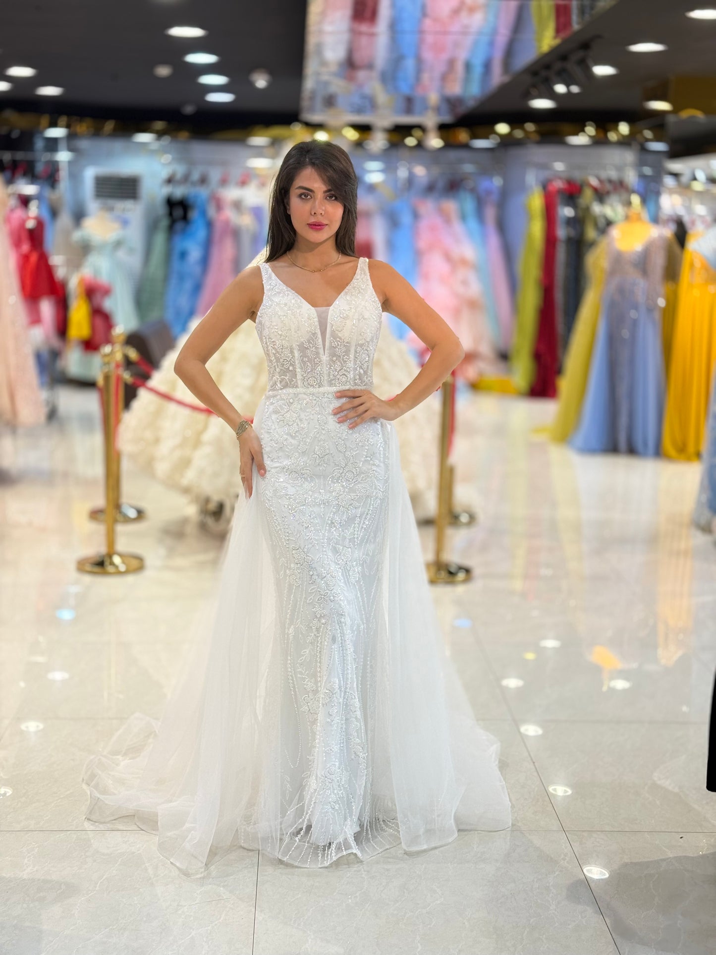 Elegant Lace V-Neck Bridal Gown