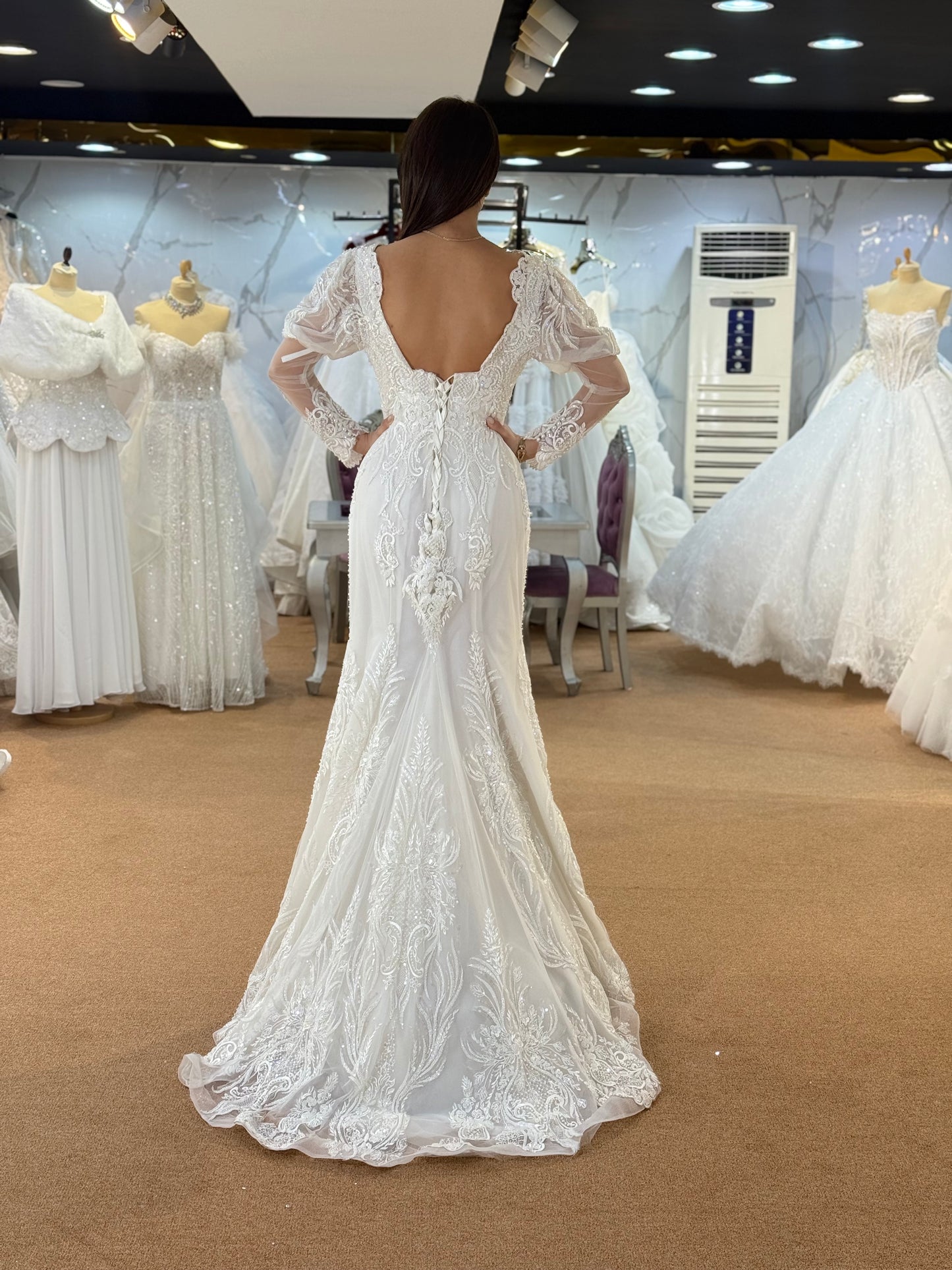 Elegant Lace V-Neck Bridal Gown