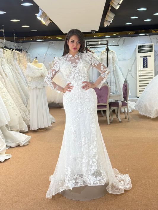 Elegant Lace Long Sleeve Wedding Dress