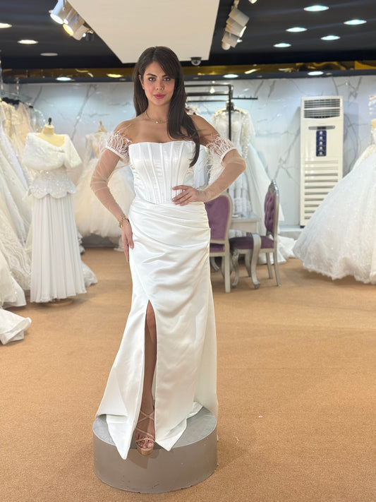 Elegant White Corset Wedding Dress