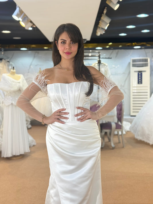 Elegant White Corset Wedding Dress