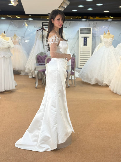 Elegant White Corset Wedding Dress