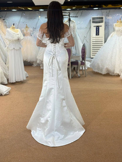 Elegant White Corset Wedding Dress